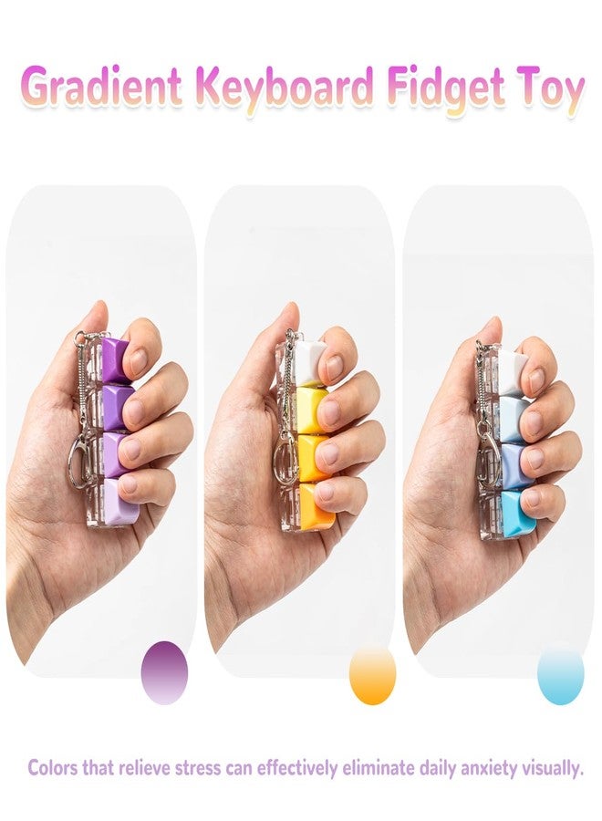Gliging 3 Pcs Keyboard Fidget Toy for Adults, Colorful Gradient Loud Fidget Keyboard Keychain 4-in-1 Keyboard Clicker Fidget Stress Relief Toy, Fidget Sensory Fun Toys for Anxiety Decompression - Image 3